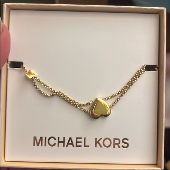 NIB Michael Kors Brilliance Gold-tone Heart Charm Slider Bracelet MKJ6395710 - Picture 2 of 7